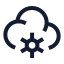 Cloudcog icon with stroke sharp style