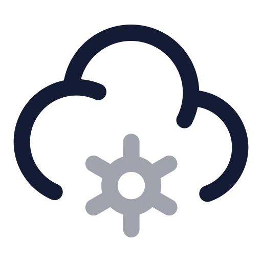 Cloud Cog Icon in Twotone Rounded style
