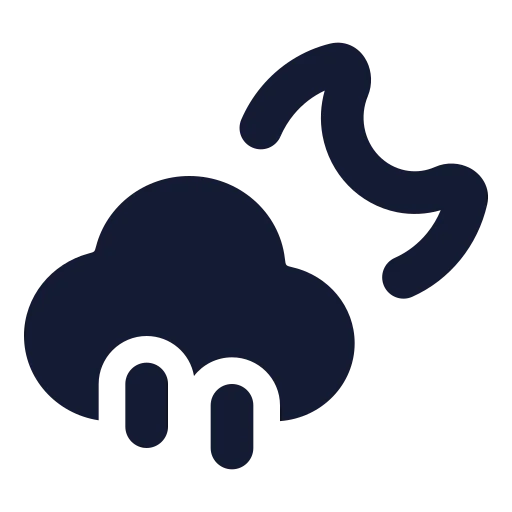 Cloud Moon Rain Icon in Solid Rounded style