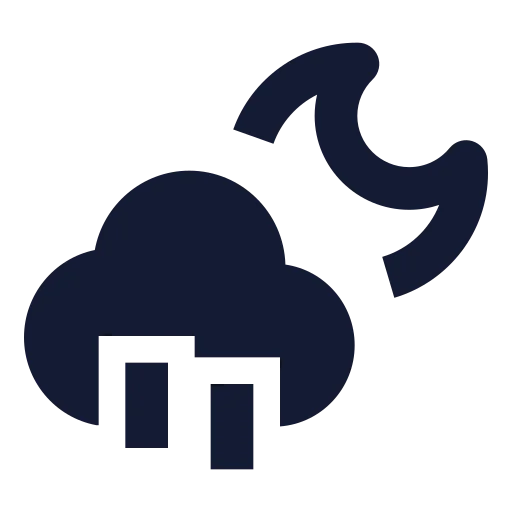 Cloud Moon Rain Icon in Solid Sharp style