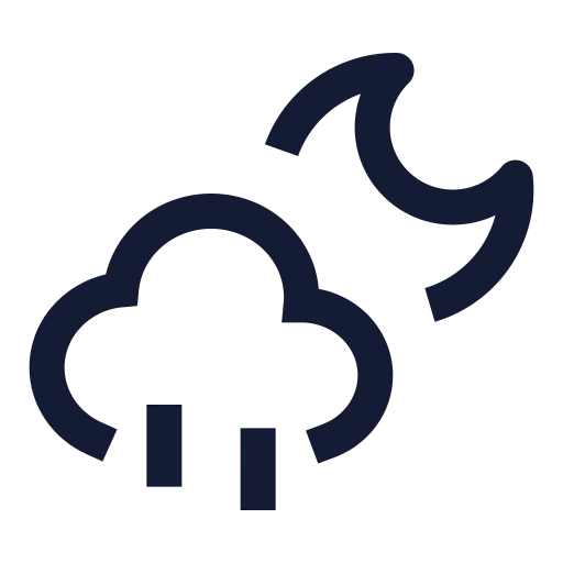 Cloud Moon Rain Icon in Stroke Sharp style