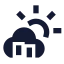 Cloudsunrain icon with solid sharp style