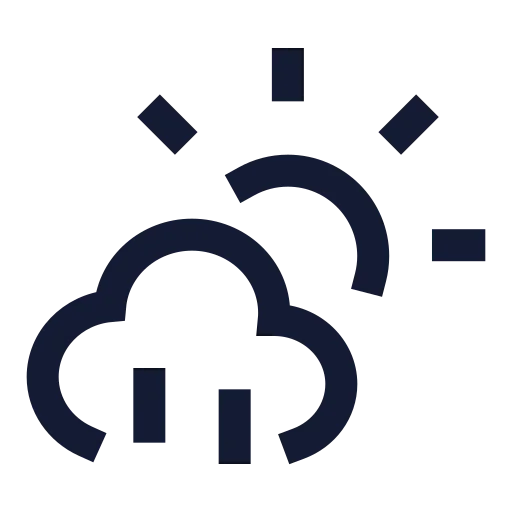 Cloud Sun Rain Icon in Stroke Sharp style