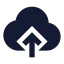 Cloudupload icon with solid sharp style