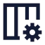 Columnscog icon with solid sharp style