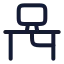 Computerdesk icon with stroke rounded style