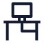 Computerdesk icon with stroke sharp style