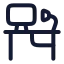 Computerdesk icon with stroke rounded style