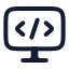 Computerprogramming icon with stroke rounded style