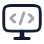 Computerprogramming icon with twotone rounded style