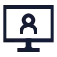 Computeruser icon with stroke sharp style