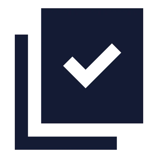 Copy Check Icon in Solid Sharp style