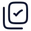 Copycheck icon with stroke rounded style
