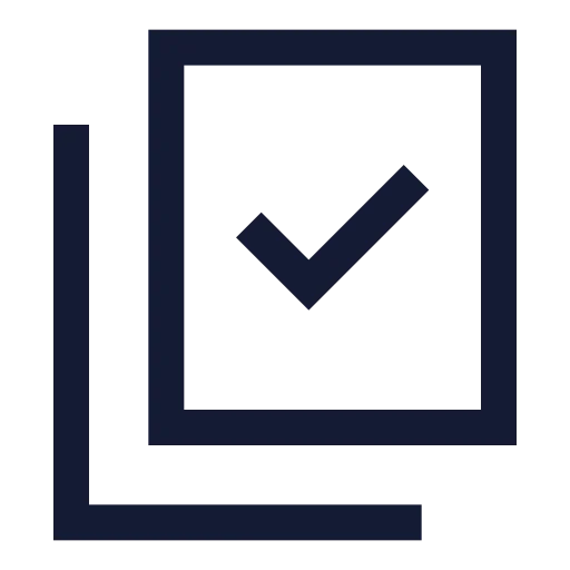 Copy Check Icon in Stroke Sharp style