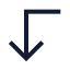 Cornerleftdown icon with stroke sharp style