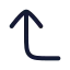 Cornerleftup icon with stroke rounded style