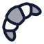 Croissant icon with duotone rounded style