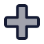 Cross icon with duotone standard style
