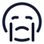 Crying icon with stroke rounded style