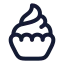 Cupcake icon with stroke rounded style