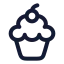 Cupcake icon with stroke rounded style