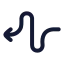 Curvyleftdirection icon with stroke rounded style