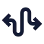 Curvyleftrightdirection icon with solid sharp style