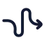 Curvyrightdirection icon with stroke rounded style