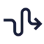 Curvyrightdirection icon with stroke sharp style
