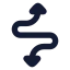 Curvyupdowndirection icon with solid rounded style