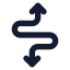 Curvyupdowndirection icon with solid standard style
