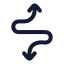 Curvyupdowndirection icon with stroke rounded style