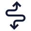 Curvyupdowndirection icon with stroke sharp style