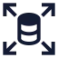 Databaseexpand icon with solid sharp style