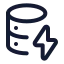 Databaselightning icon with stroke rounded style