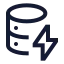 Databaselightning icon with stroke sharp style