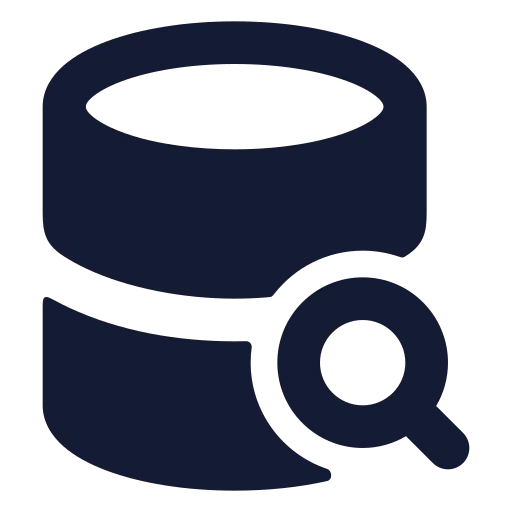 Database Search Icon in Solid Rounded style