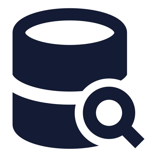 Database Search Icon in Solid Sharp style