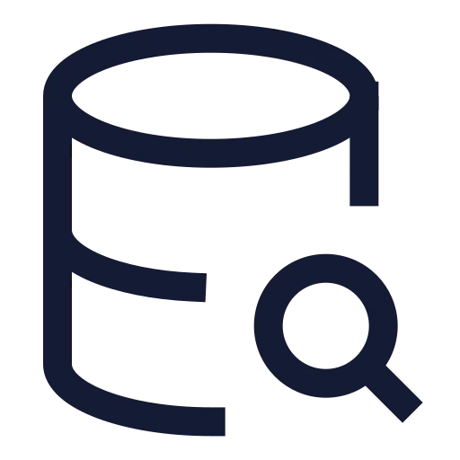 Database Search Icon in Stroke Sharp style