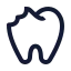 Dentalbrokentooth icon with stroke sharp style