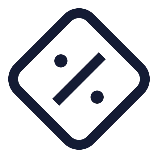 Diamond Percent Icon in Stroke Sharp style