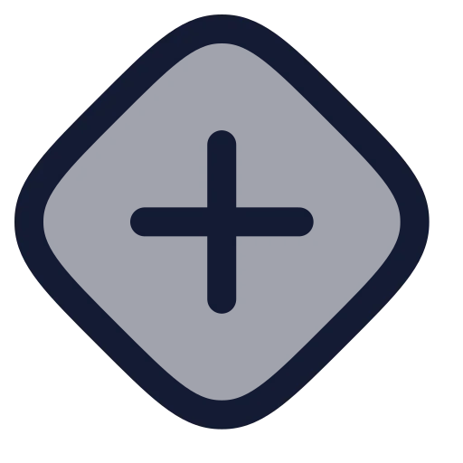 Diamond Plus Icon in Duotone Rounded style