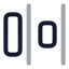 Distributehorizontalright icon with twotone rounded style