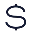 Dollar icon with stroke sharp style