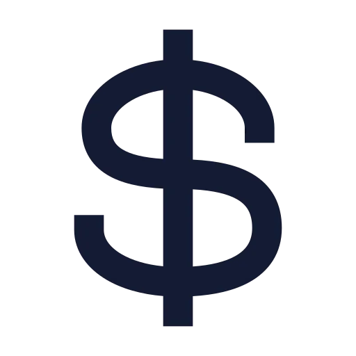 Dollar Sign Icon in Solid Sharp style