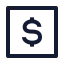 Dollarsquare icon with stroke sharp style