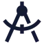 Draftingcompass icon with solid sharp style