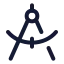 Draftingcompass icon with stroke rounded style