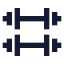 Dumbbell icon with solid sharp style