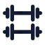 Dumbbell icon with solid standard style